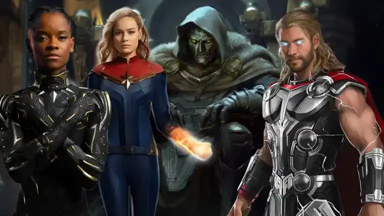 Film Avengers Doomsday avec un fond épique de super-héros Marvel
