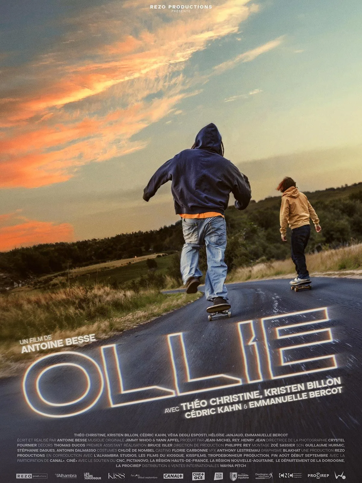 Affiche du film Ollie, premier long-métrage français sur le skateboard réalisé par Antoine Besse.