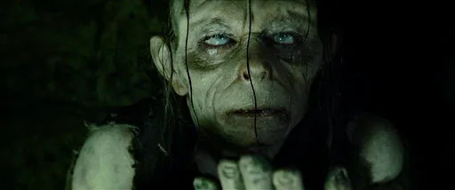 Gollum lors de sa transformation dans le film Le Seigneur des Anneaux