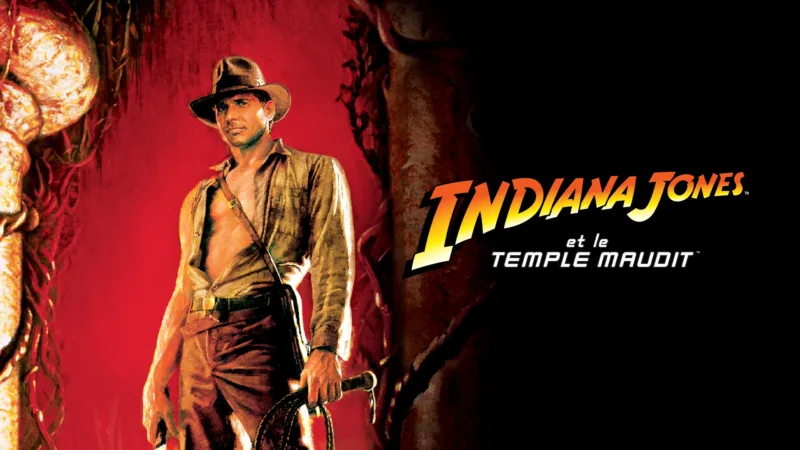 Affiche française de Indiana Jones et le temple maudit avec Harrison Ford et le casting principal