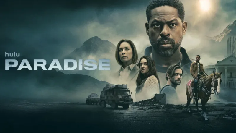 Affiche Paradise saison 2 sur Disney+ avec Sterling K. Brown, James Marsden et Julianne Nicholson