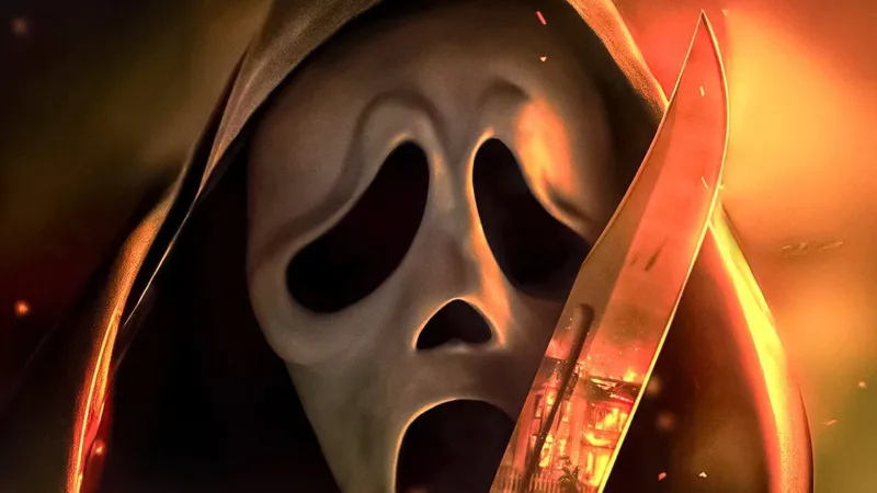 Affiche de Scream 7 avec le masque de Ghostface en gros plan