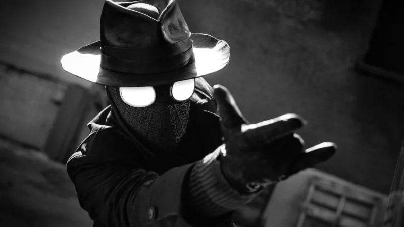 Le justicier masqué “The Spider” en noir et blanc dans Spider-Noir