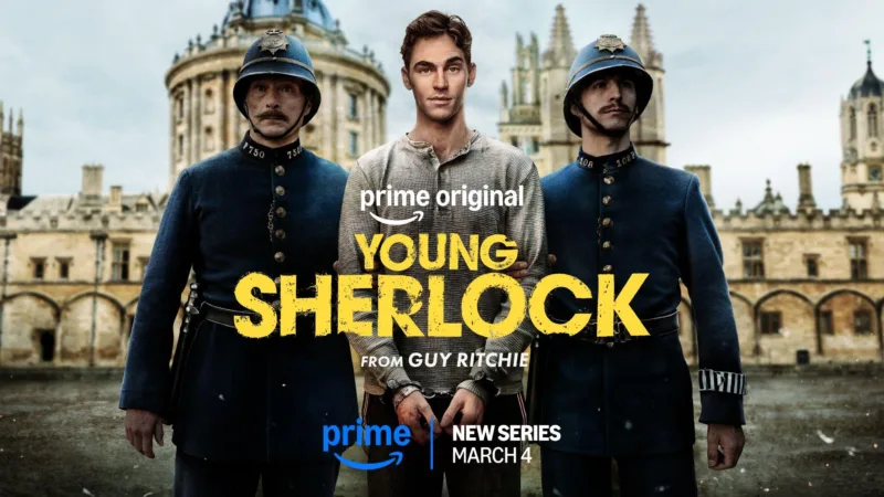 Affiche officielle de Young Sherlock sur Prime Video avec Hero Fiennes Tiffin en Sherlock Holmes