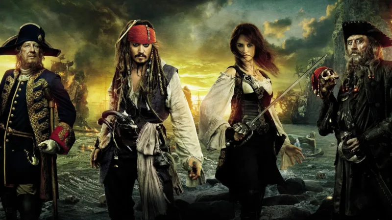 Affiche de Pirates des Caraïbes : La Fontaine de Jouvence avec Johnny Depp, Penélope Cruz, Ian McShane et Geoffrey Rush