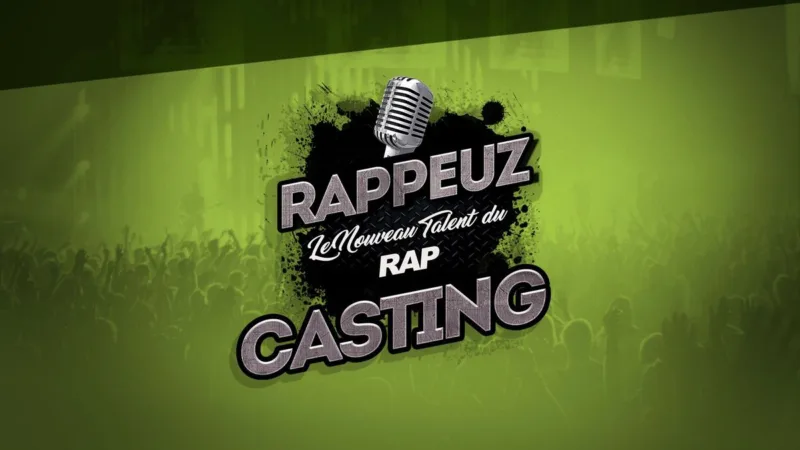 Affiche du casting RappeuZ avec micro et identité visuelle du tremplin rap féminin