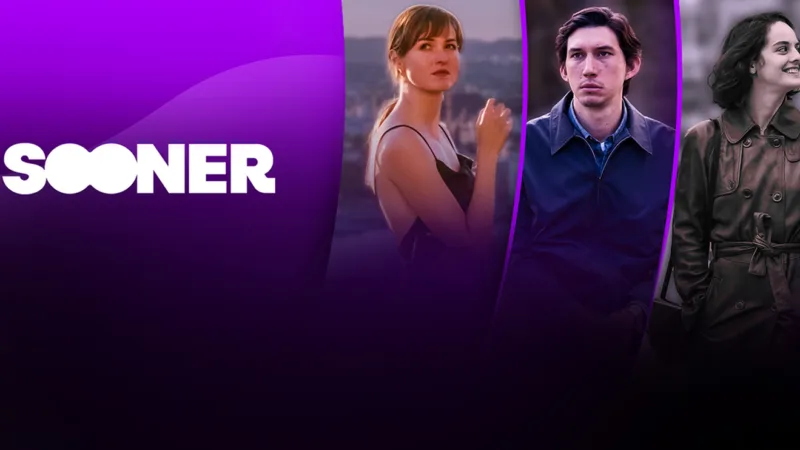 Interface promotionnelle de SOONER avec plusieurs films mis en avant