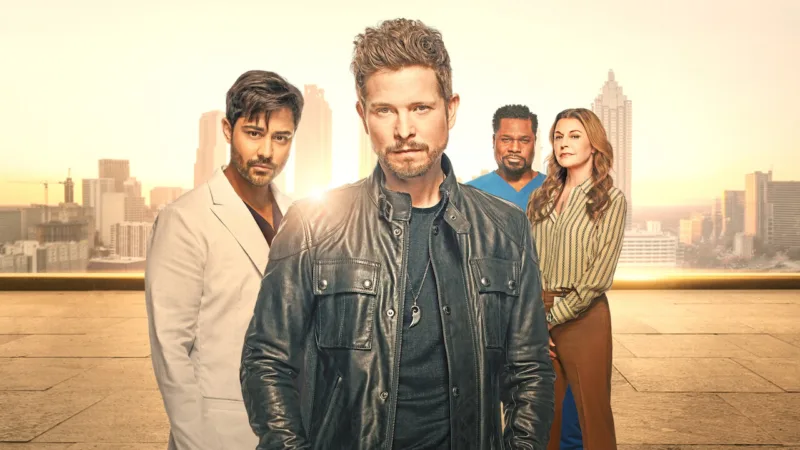 Affiche Netflix de The Resident avec les principaux médecins du Chastain