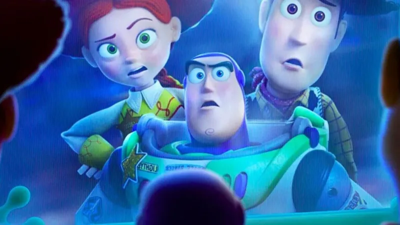Woody, Buzz et Jessie face à Lilypad dans Toy Story 5