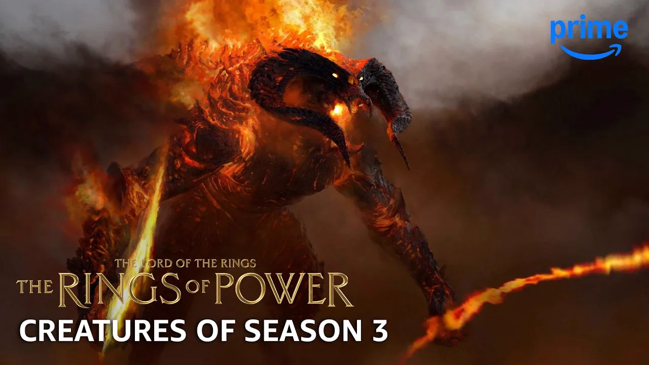 Le Balrog en flammes dans Les Anneaux de pouvoir saison 3