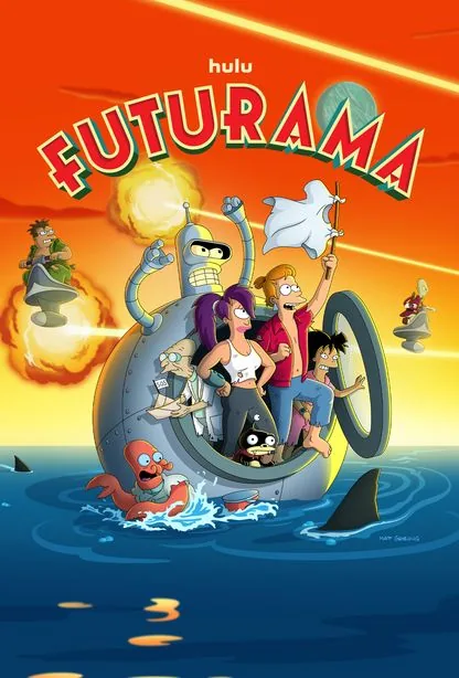 Affiche officielle de la saison 14 de Futurama avec Fry, Bender et Leela