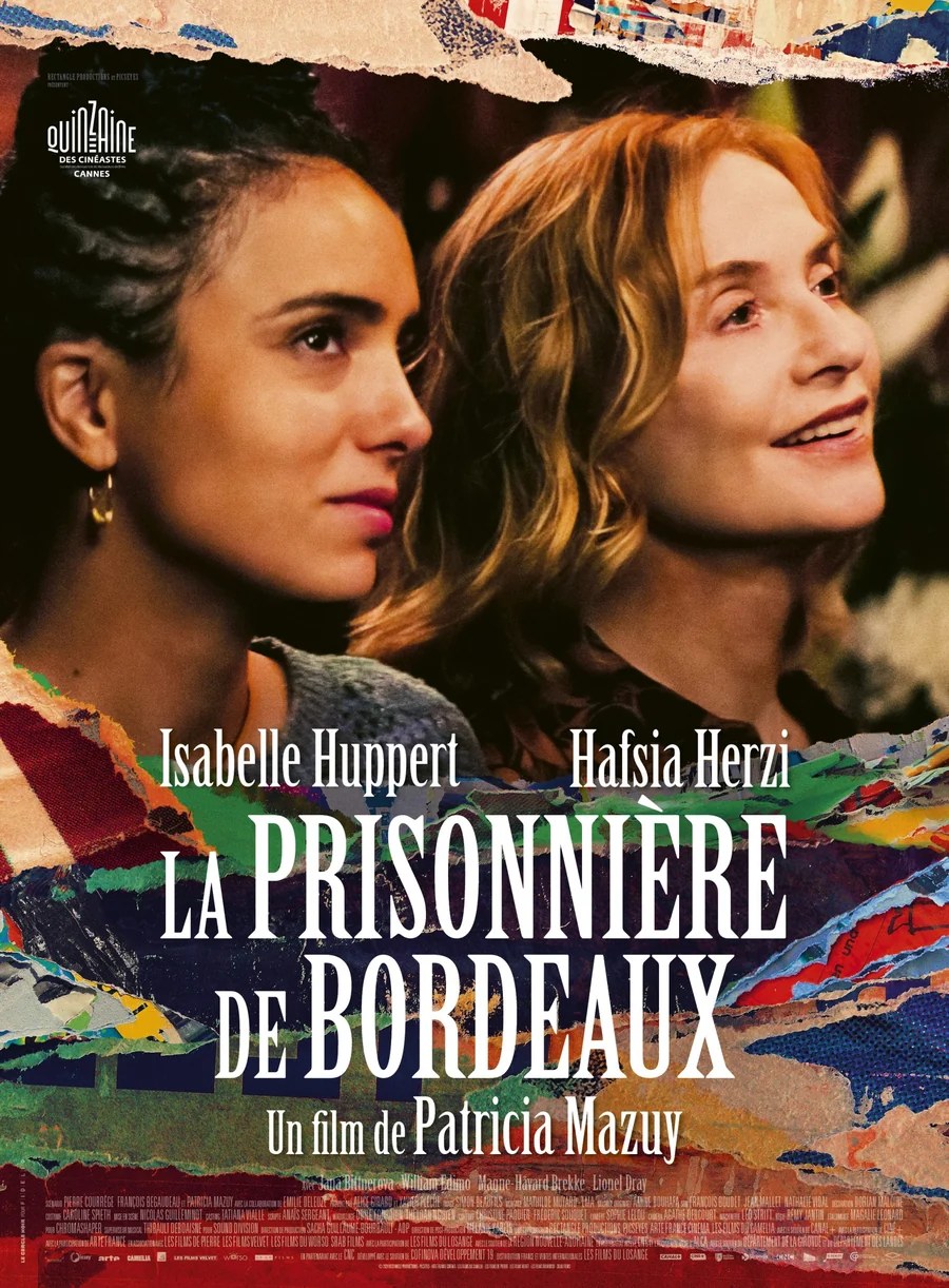 Affiche officielle de La Prisonnière de Bordeaux avec Hafsia Herzi et Isabelle Huppert