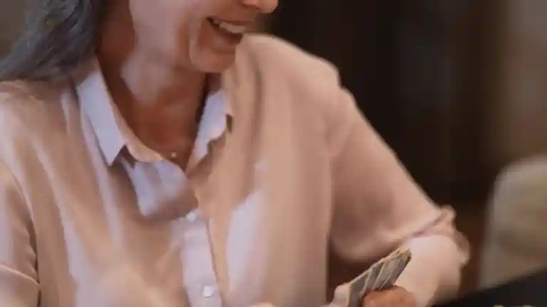 Une femme senior participe à un jeu de société